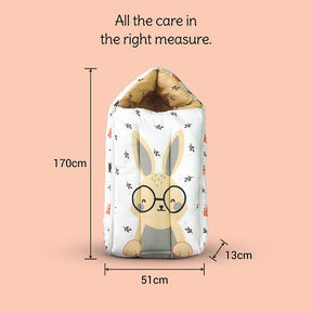 TINYLANE 3 in 1 Baby Sleeping Bag & Carry Nest for Newborn, Portable Bamboo Cotton for 0-6 Months Infants, Holding Set, Soft & Lightweight (Honey Bunny)