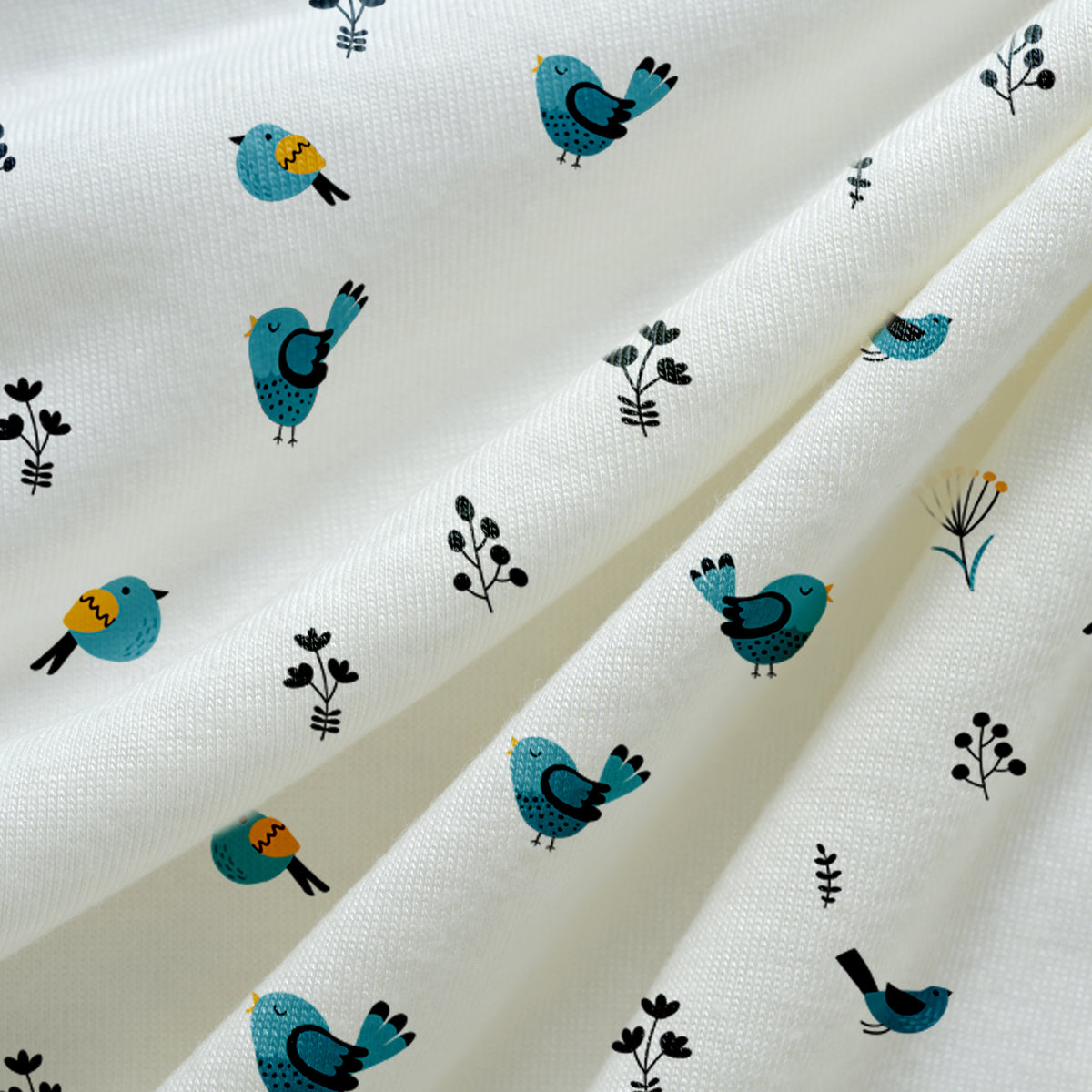 Tweeting Bird & Classic White Baby Swaddle Set | Pack Of 2 | 90 x 90 cm