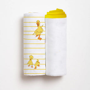 Dancing Duck & Classic White Baby Swaddle Set | Pack Of 2  | 90 x 90 cm