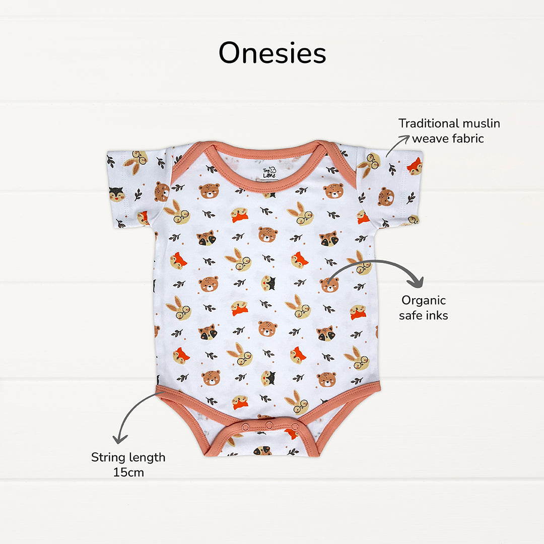 Neonatal Essentials - (set of 7)  variant  2: Onesie - 1 Animal face + 2 Nappy +1 Animal CBM +1 animal bib+ Purple Dry ma