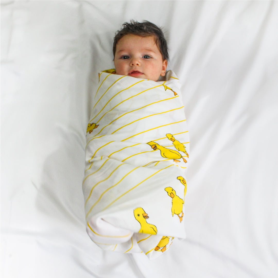 Dancing Duck Organic Bamboo Baby Swaddle | 90 x 90 cm