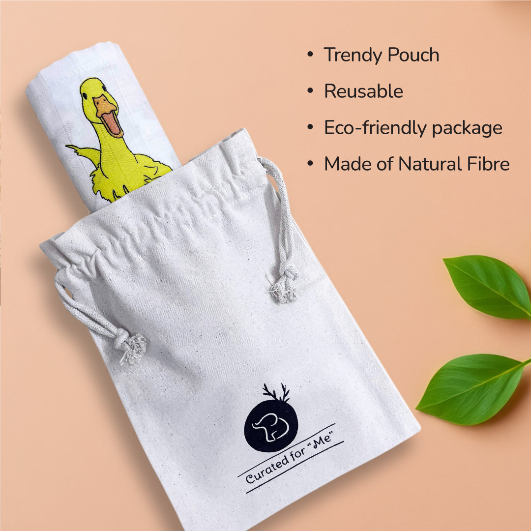 Dancing Duck Organic Bamboo Baby Swaddle | 90 x 90 cm