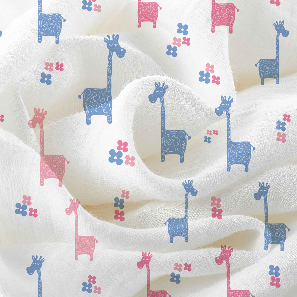 Lanky Giraffe & Tweeting Bird Bamboo Swaddle Set | Pack Of 2  | 90 x 90 cm